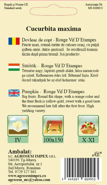 Dovleac de copt - Rouge Vif D'Etampes