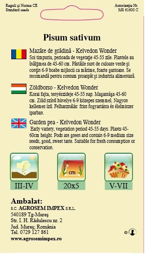 Mazăre de grădină - Kelvedon Wonder