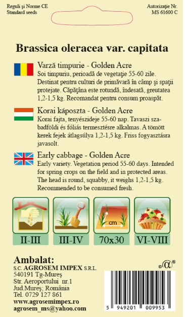 Varză timpurie - Golden Acre