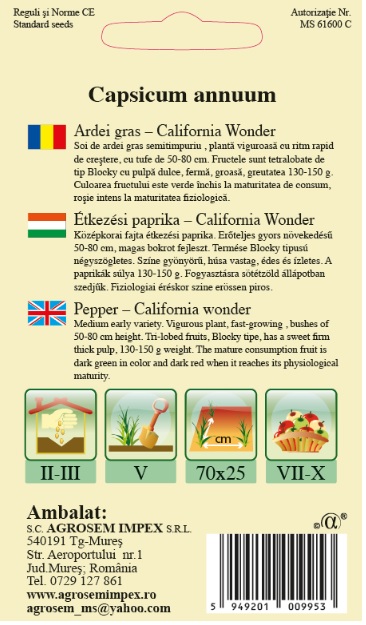 Ardei gras - California Wonder