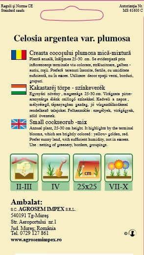 Creasta cocoșului plumosa mică