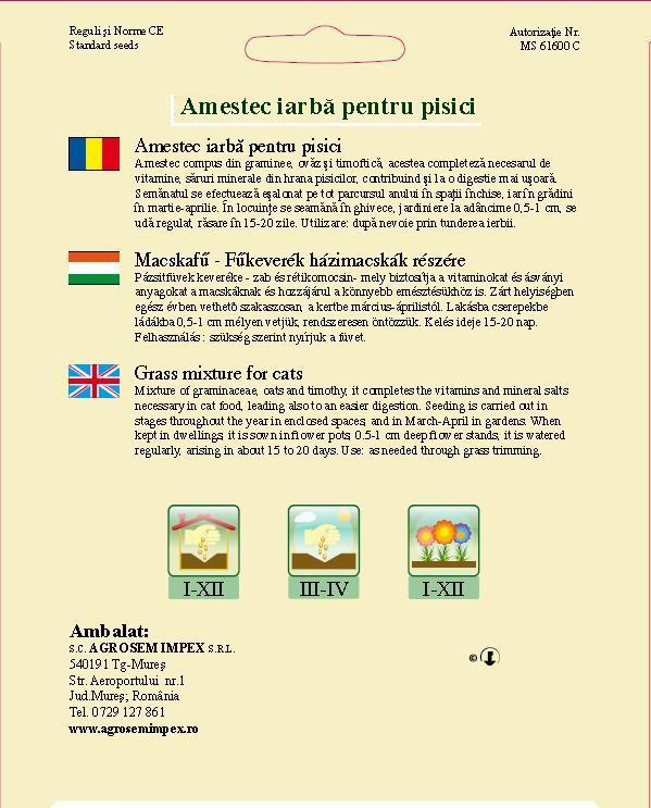 Amestec iarbă pentru pisici