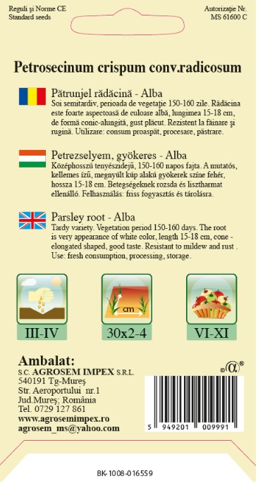 Pătrunjel rădăcină -Alba