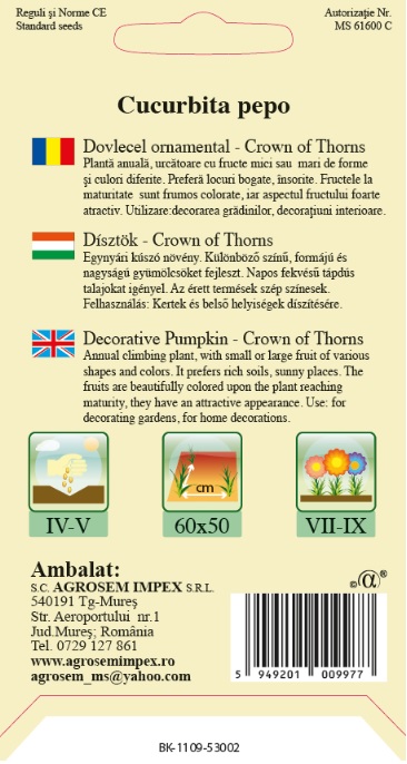 Dovlecel ornamental - Crown of Thorns
