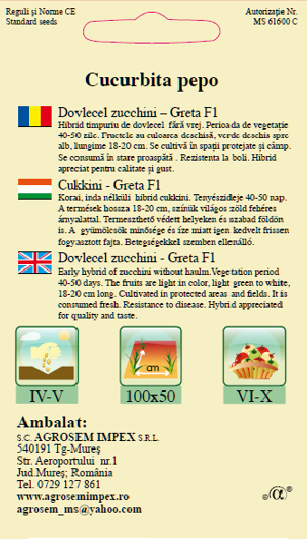 Dovlecel zucchini-Greta F1