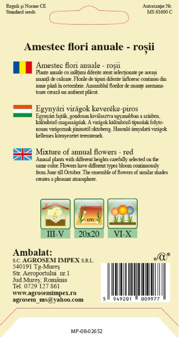 Amestec de Flori Anuale Roșii